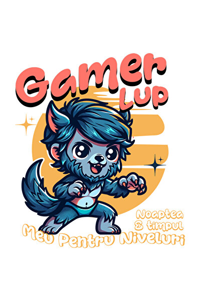 StoryGift Romania Sticker Autocolant 70CM Adeziv Gamer Lup Noaptea E Timpul M...