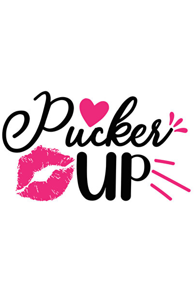 StoryGift Romania Sticker Eticheta 40CM Cu Mesajul Pucker Up, Urme De Buze Cu...