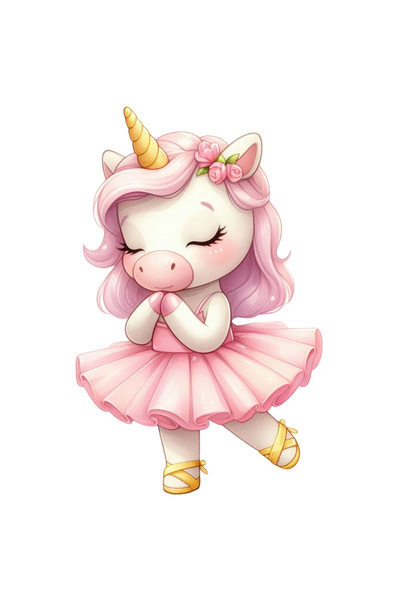 StoryGift Romania Sticker Adeziv 90CM cu un unicorn, ilustratie, rochita de b...