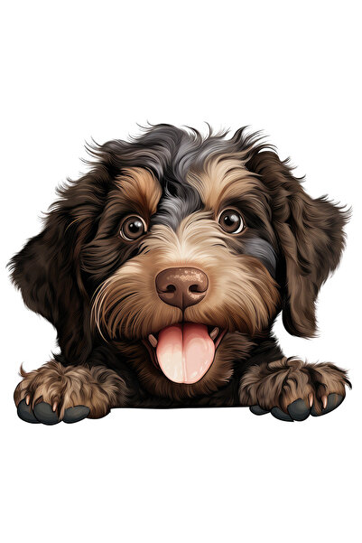 StoryGift Romania Sticker Cu Un Catel Foarte Blanos, Ilustratie, Fericit, Lim...