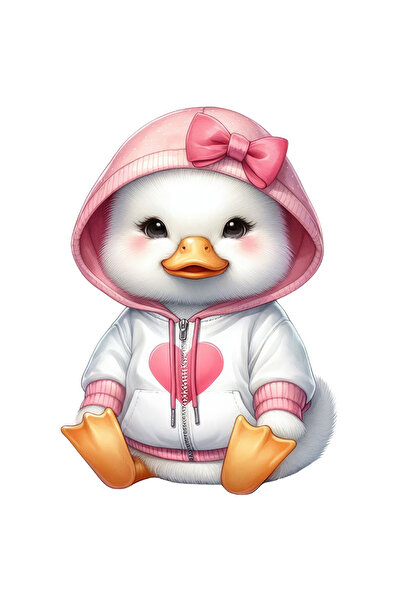 StoryGift Romania Sticker Eticheta 40CM cu o ratusca in hanorac, ilustratie, ...