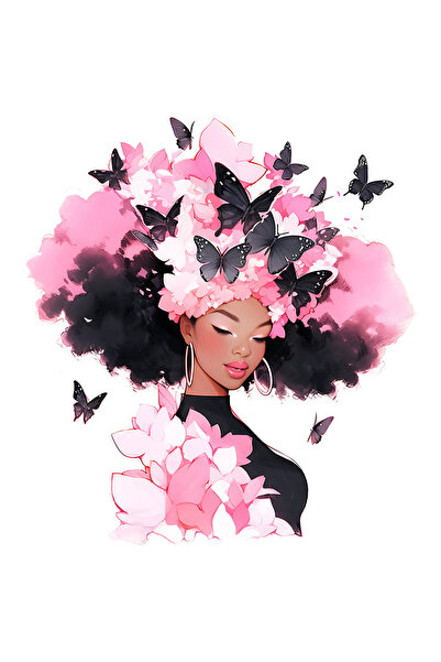 StoryGift Romania Sticker Eticheta 40CM cu o fata de culoare, ilustratie, draguta, fluturi negri, roz, abstract,