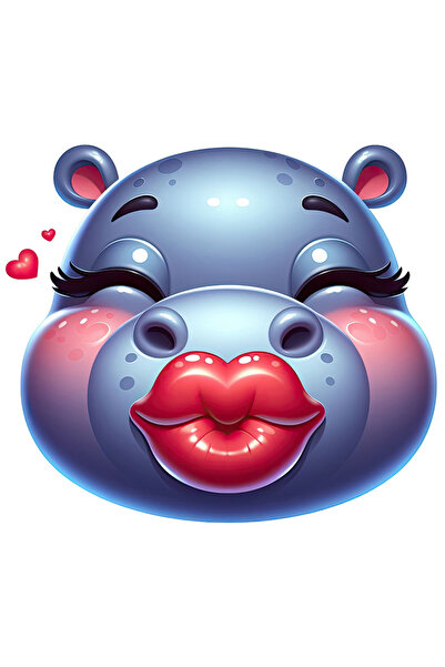 StoryGift Romania Sticker Autocolant 70CM cu o femela hipopotam care da un pu...