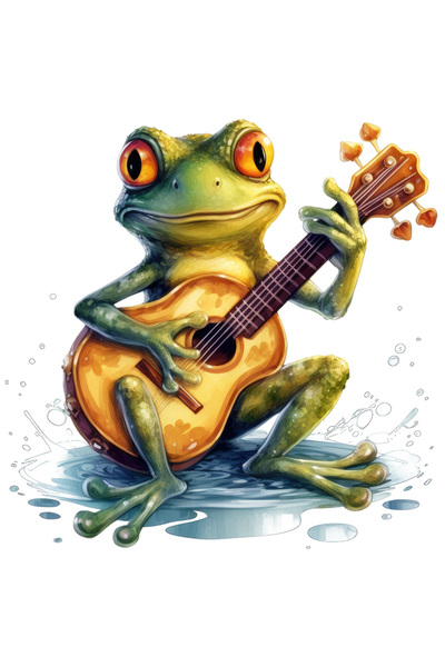 StoryGift Romania Sticker Autocolant 70CM cu un broscoi care canta la chitara...