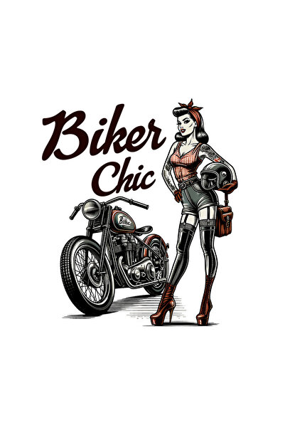 StoryGift Romania Sticker Eticheta 40CM cu mesajul "Biker chic", ilustratie, ...