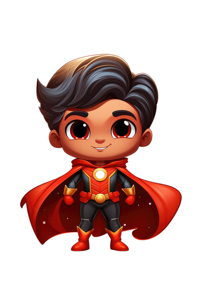 StoryGift Romania Sticker Adeziv 90CM cu un baiat in costum de erou, ilustrat...