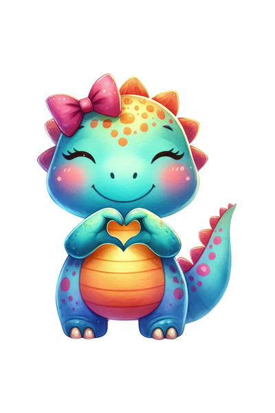 StoryGift Romania Sticker Autocolant 70CM cu un pui de dinozaur fericit, ilus...