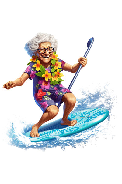 StoryGift Romania Sticker Adeziv 90CM cu o femeie in varsta care se da cu pla...