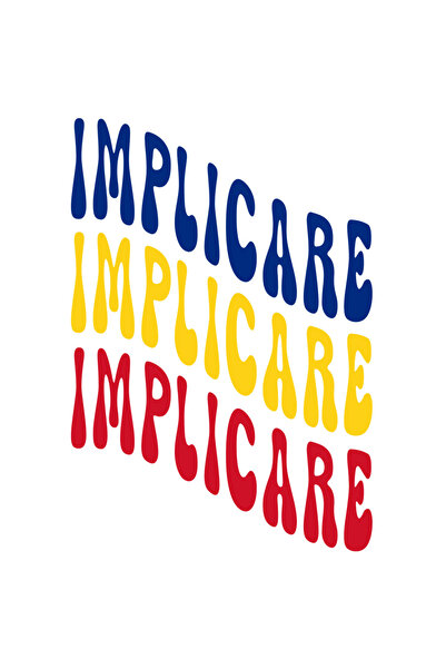 StoryGift Romania Sticker Autocolant 70CM Cuvantul Implicare, in Culorile Steagului Romaniei, Rosu, Galben, Alba