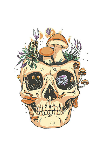 StoryGift Romania Sticker Autocolant 70CM Cu Craniu De Mort Inflorit, Ciuperc...