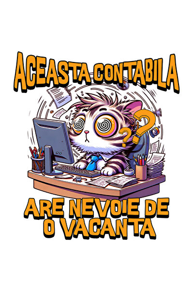 StoryGift Romania Sticker Autocolant 70CM cu Pisica Confuza Haioasa La Birou ...