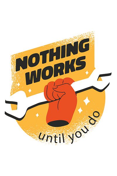 StoryGift Romania Sticker Eticheta 50CM Cu Cheie In Mana mesaj Motivatinal, Nothings Works Until You Do, Multico