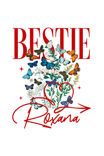 StoryGift Romania Sticker Eticheta 50CM cu Inima Rosie , fluturi Colorati Pla...