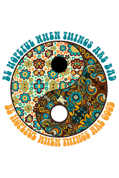 StoryGift Romania Sticker Autocolant 70CM cu mesajul "Be hopeful when things are bad/good", stilul hippie, cultu