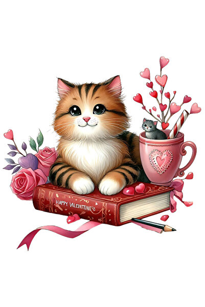 StoryGift Romania Sticker Adeziv 90CM cu o pisicuta vesela, ilustratie, carte...