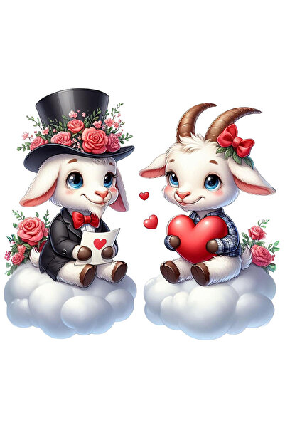 StoryGift Romania Sticker Autocolant 70CM cu o caprita si un tap, ilustratie,...