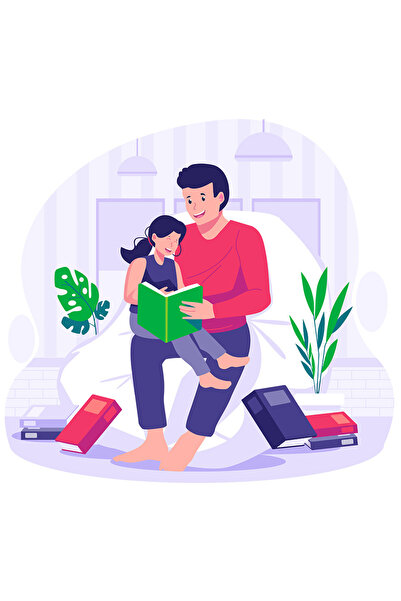 StoryGift Romania Sticker Autocolant 70CM Cu Tata, Copil, Carte, Povesti, cu ...