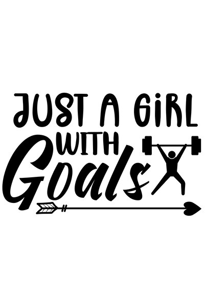 StoryGift Romania Sticker Autocolant 70CM Exterior cu textul "Just a girl with goals" - doar o fata cu obiective