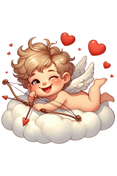 StoryGift Romania Sticker Eticheta 40CM cu un bebelus Cupidon care trage cu arcul, ilustratie, Valentine's Day,