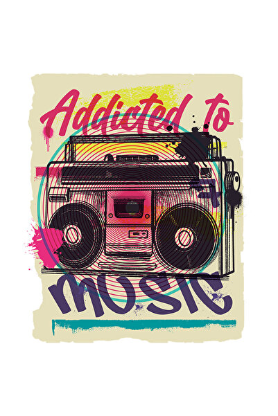 StoryGift Romania Sticker Cu Mesaj In Engleza Addicted To Music, Radio, Retro...