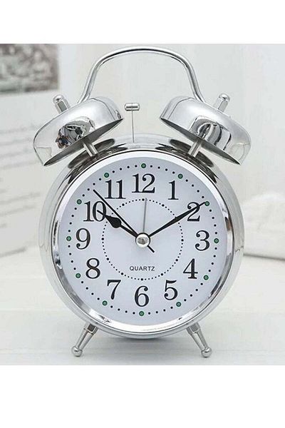 Micro Plus Microplus Twin Bell Quartz Analog Alarm Clock, Modern Vintage Design, Touch-Activated Backlight, Lou