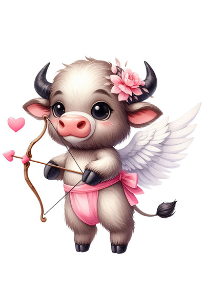 StoryGift Romania Sticker Autocolant 70CM cu un taur Cupidon, ilustratie, ari...