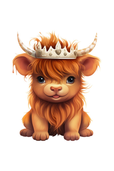 StoryGift Romania Sticker Autocolant 70CM cu un pui de zimbru care poarta o coroana regala, ilustratie, nobilime