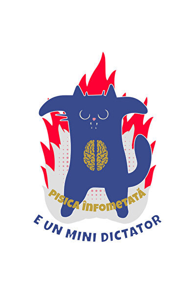 StoryGift Romania Sticker Autocolant 70CM Adeziv Pisica in flacari infometata...