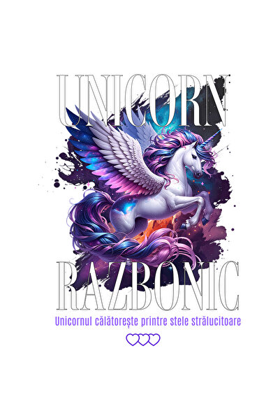 StoryGift Romania Sticker Autocolant 70CM Adeziv Unicorn razboinic calatorest...