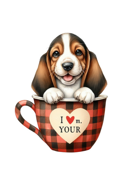 StoryGift Romania Sticker Cu Un Catel Vesel Care Sta Intr-o Ceasca, Ilustrati...