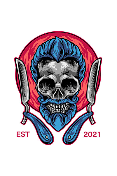 StoryGift Romania Sticker Autocolant 70CM Cu Craniu, Barba, Lama De Ras, Emblema, Flacari, cu Margini Albe, PVC