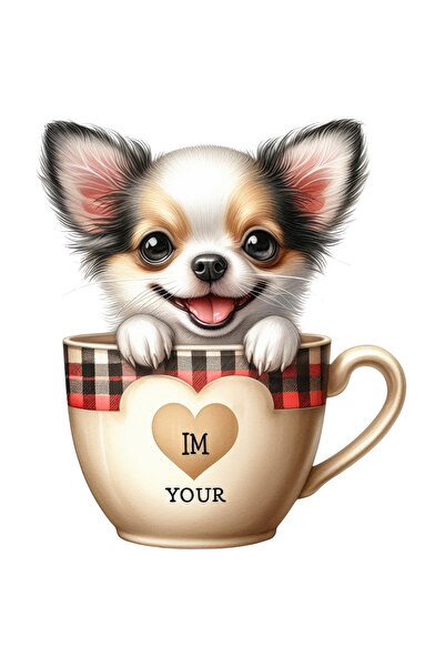 StoryGift Romania Sticker Adeziv 90CM cu un catel care sta intr-o ceasca, ilu...