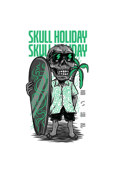 StoryGift Romania Sticker Autocolant 70CM Cu Portret Personaj Schelete Craniu Om Cu Placa De Surff In Tinuta De