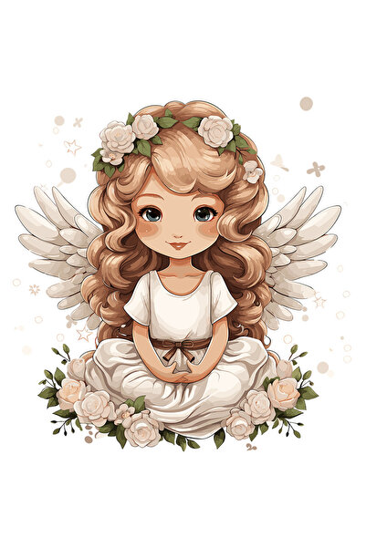 StoryGift Romania Sticker Adeziv 90CM cu o fetita cu aripi de ingeras, ilustr...