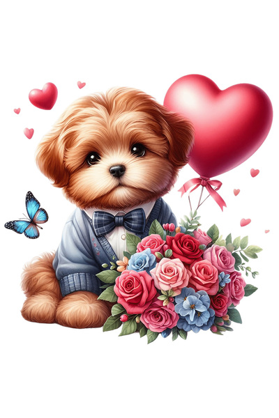 StoryGift Romania Sticker Cu Un Catelus De Talie Mica, Blanos, Ilustratie, Bu...