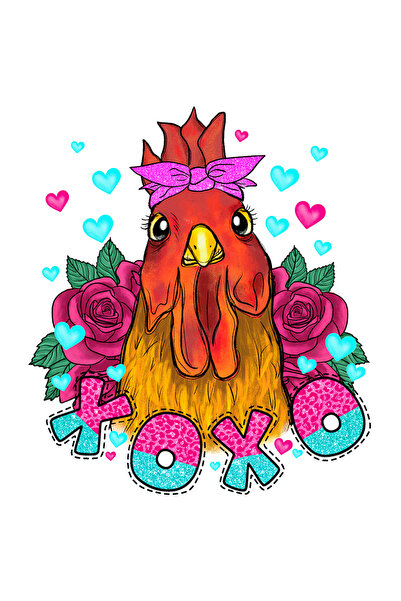 StoryGift Romania Sticker Adeziv 90CM cu un cocos inconjurat de trandafiri cu mesajul "xoxo", pupici, pasare, fu