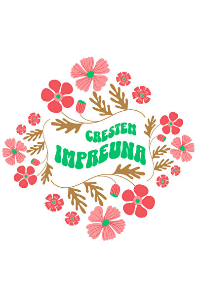 StoryGift Romania Sticker Eticheta 50CM cu Rama De flori Colorate Text Creste...