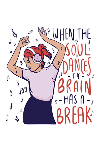 StoryGift Romania Sticker Eticheta 50CM Cu Text In Engleza Whwn The Soul Dances The Brain Has A Break, Fata Dans