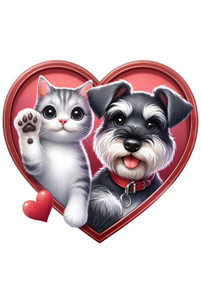 StoryGift Romania Sticker Cu O Pisicuta Care Face Cu Mana Si Un Catel Blanos,...