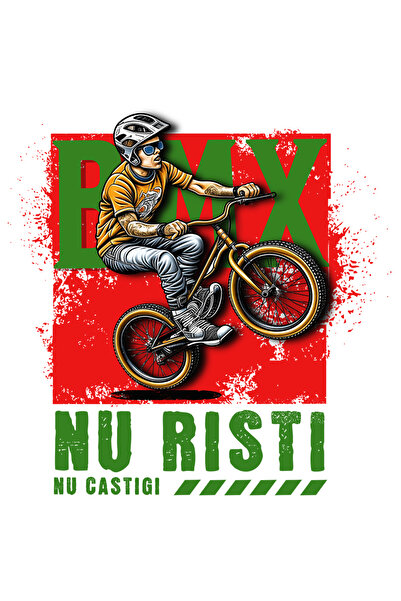StoryGift Romania Sticker Autocolant 70CM Adeziv Baiat Pe Bicicleta BMX Text Motivational Nu Risti Nu Castigi