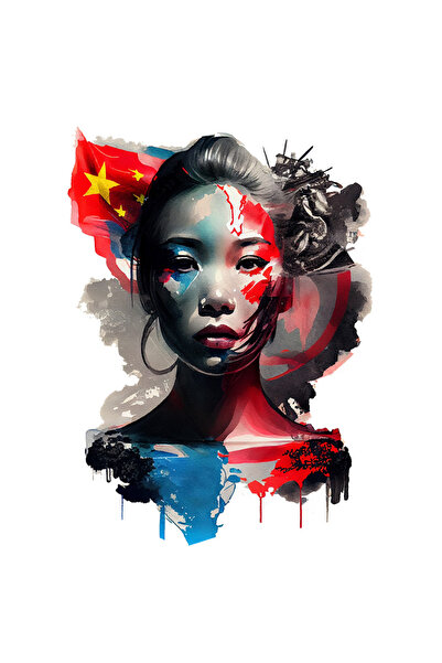 StoryGift Romania 70CM Self-Adhesive Sticker With Painted Portrait of Girl wi...