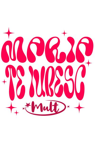 StoryGift Romania Sticker Eticheta 40CM cu Mesaj Maria Te Iubesc Mult, Romantic Stele, Valentine's Day cu Margin