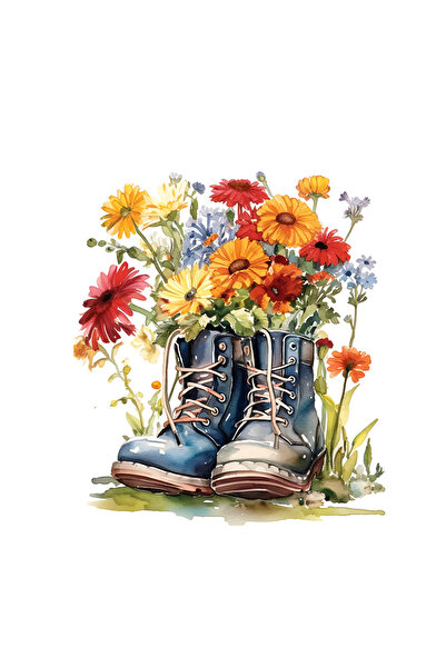 StoryGift Romania Sticker Autocolant 70CM cu niste incaltari in care sunt flo...