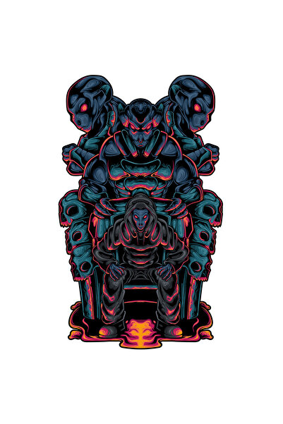 StoryGift Romania Sticker Autocolant 70CM Cu Tron, Extraterestrii, Lava, Costum, Masca, SF, cu Margini Albe, PV