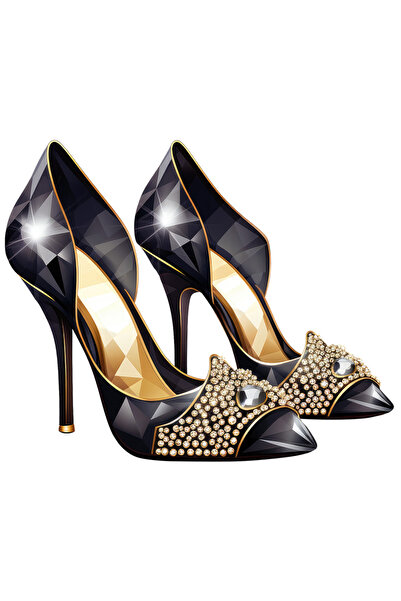 StoryGift Romania Sticker Adeziv 90CM cu niste pantofi cu toc, scumpi, ilustratie, pietre pretioase, arta poligo