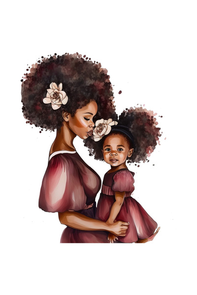 StoryGift Romania Sticker Eticheta 50CM cu o mama de culoare care isi tine in...