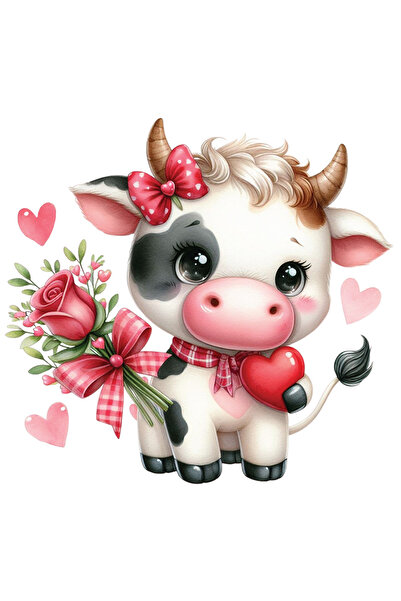 StoryGift Romania Sticker Autocolant 70CM cu o vacuta fericita care tine o in...