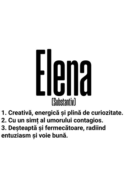 StoryGift Romania Sticker Autocolant 70CM Cu Numele Elena, si Mesaj Motivatio...