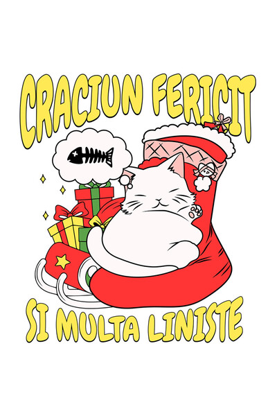 StoryGift Romania Sticker Eticheta 50CM cu Pisica Grasa Viseaza La Peste Text...