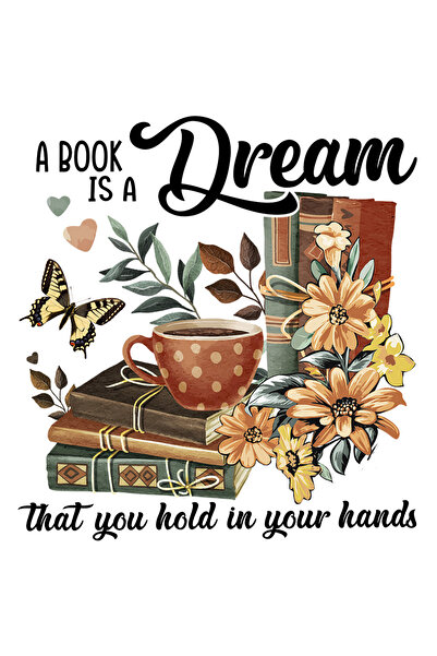 StoryGift Romania Sticker Autocolant 70CM cu un teanc de carti cu mesajul "A book is a dream that you hold in yo
